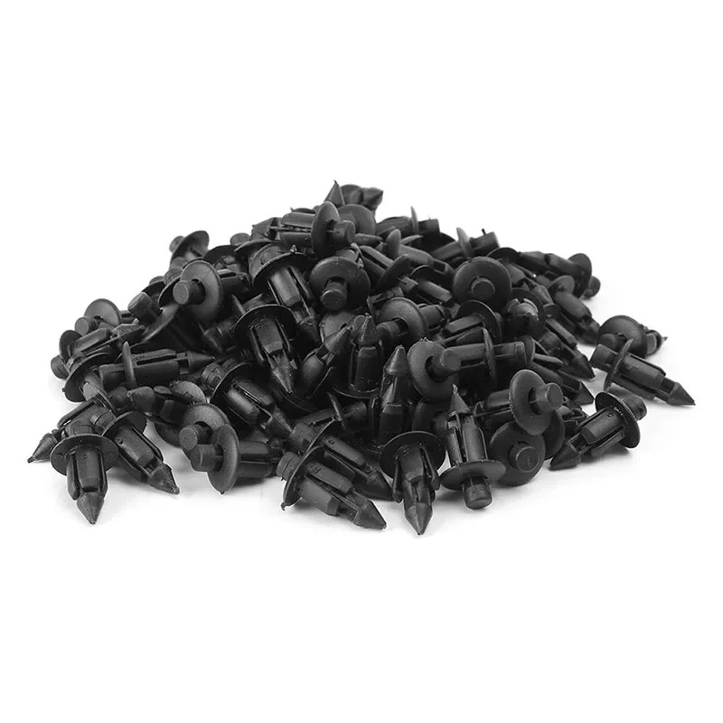 100x Car 6mm Hole Plastic Rivets Fastener Push Clip Black Auto Vehicle Door Trim Panel Retainer Fastener Clips For Suzuki GSXR auto fasteners plastic rivets