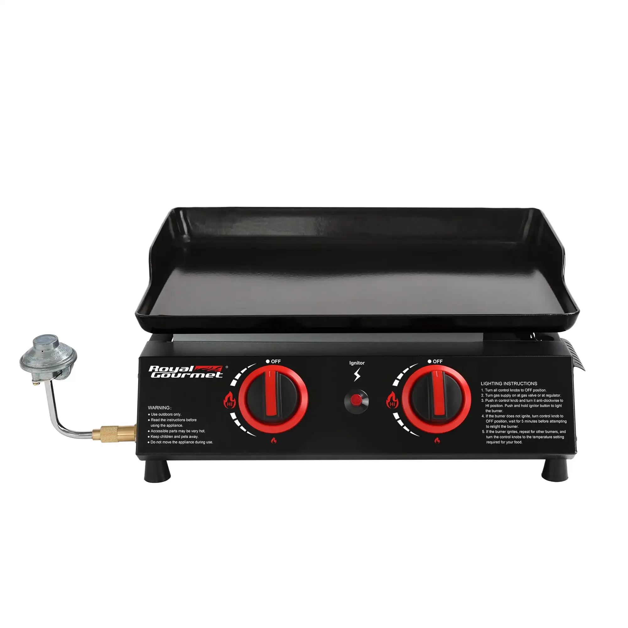 

18" PD1203A 2-Burner Portable Countertop Griddle, 16,000 BTU Gas Grill Griddle