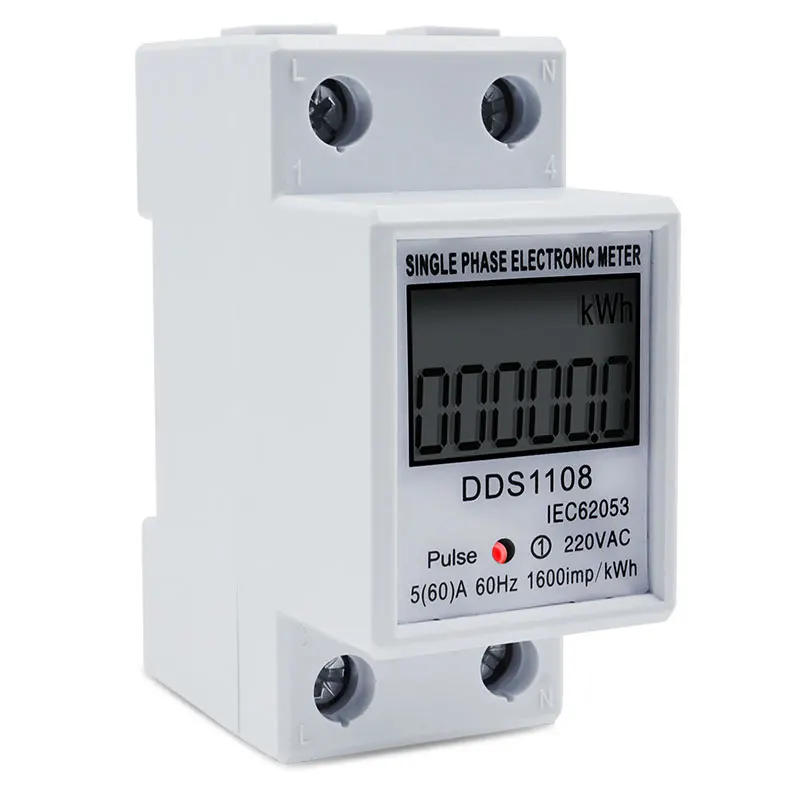 LCD Digital Display Power Consumption Meter Single Phase Energy Meter Watt Wattmeter kWh 230V AC 50Hz 60A Electric Din Rail power meter energy meter