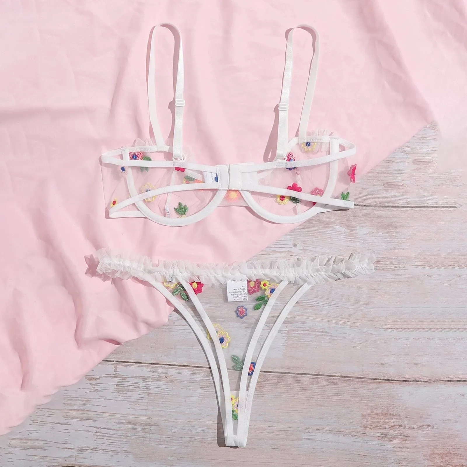 Sexy Lingerie French Bra Ultra-thin Mesh Lingerie Set