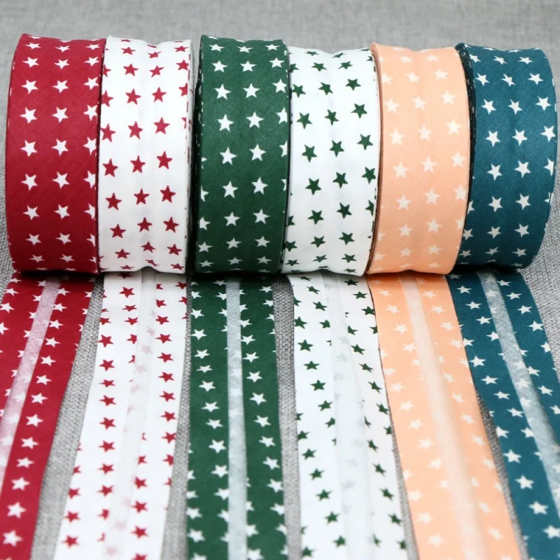 Folded Binding Edge Cloth Strip Star Series Cotton Bias Tape Craft DIY Apparel Sewing Ribbon Size 25mm x 5m ribbon decoration ribbon supplies satin ribbon sewing ribbon cotton ribbon cotton bias tape fabric craft supplies
