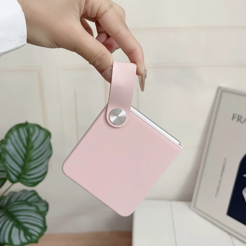 HandStrap Faux Leather Flip Phone Case with Skin-Friendly Lens Protection and Folding Hard Back Cover