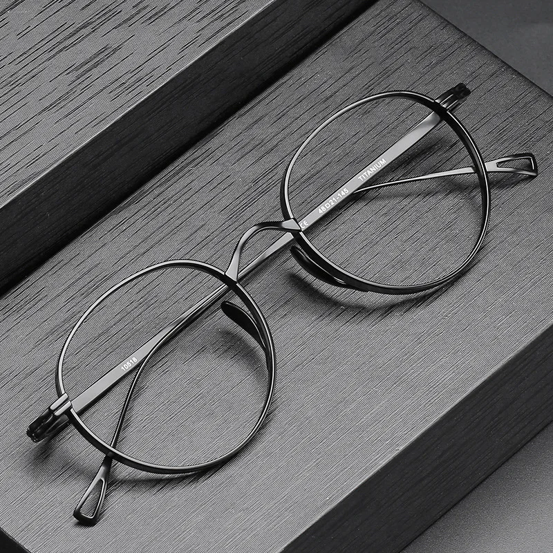 

Handmade Pure Titanium Men's Retro Round Frame Glasses High Degree Optical Prescription Eyeglasses Women Myopia Eyewear