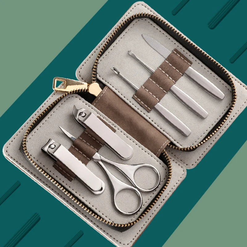 

6Pcs/Set Nail Clippers Set Scissors Nail Cutting Stainless Steel High Quality Nail Cutter Tool Set Portable Travel Kit