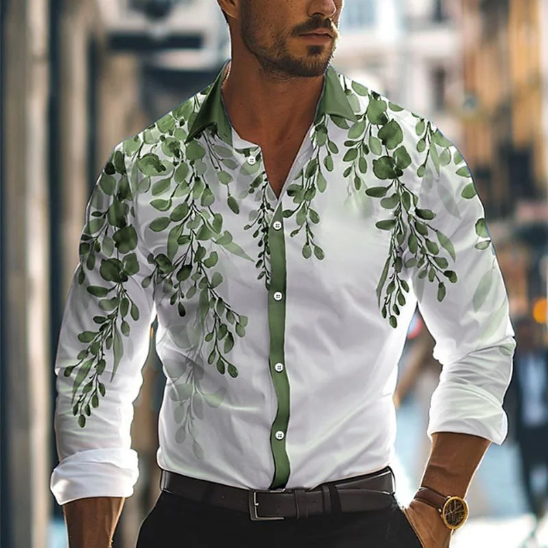 thumbnail image 1 of Camisa informal de negocios con estampado 3D para hombre, ropa de trabajo diaria, ropa de calle, camisa de tela elástica de manga larga con solapa de primavera y verano S-5XL, 1 of 5