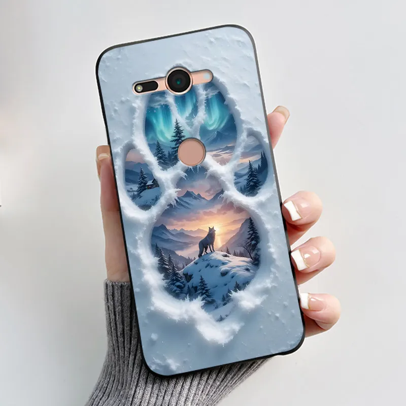  Xperia XZ2 컴팩트/SO-05K 보호용 충격 방지 소프트 커버용 귀여운 블랙 케이스 전화 케이스 사랑스러운 푹신한 흰색 토끼