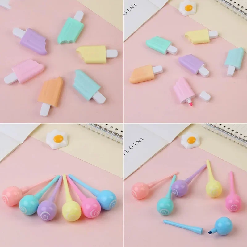 Highlighters School Office Stationery Students Drawing Supplies Mini Paint Marker Pen 6Pcs/Lot Cartoon Cat highlighter marker highlighter pen art marker marker pen