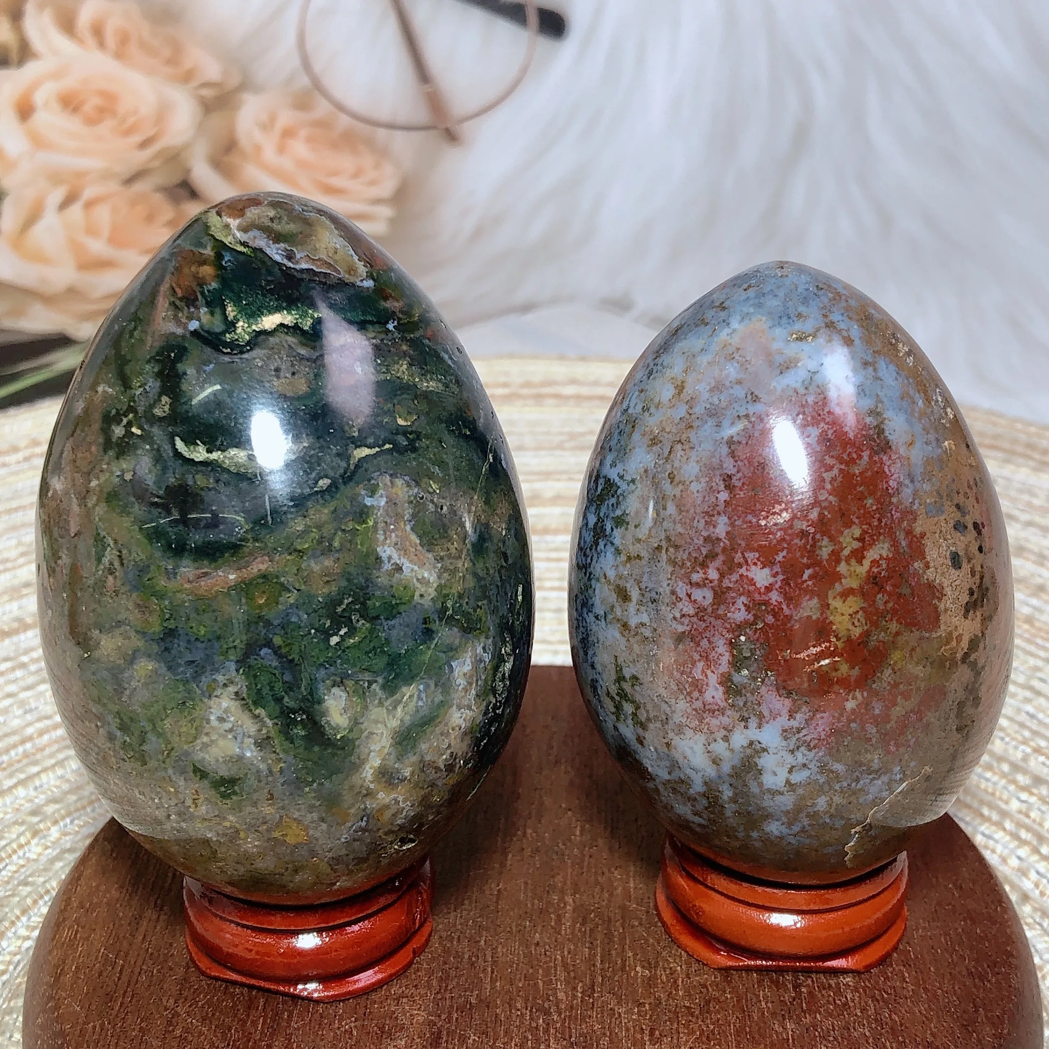 Natural Crystals Ocean Jasper Eggs Healing Hot Sale Energy Ornament High Quality Home Decorations Room Decro 2