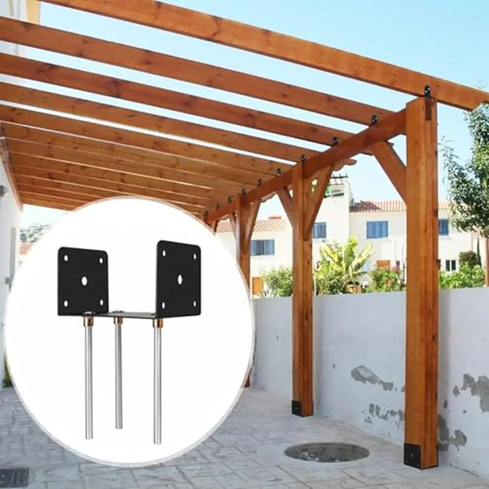 U shape fence post holder concrete anchor 6x6 bracket ground spike deck base stable support pergola and wooden fence posts 4pcs