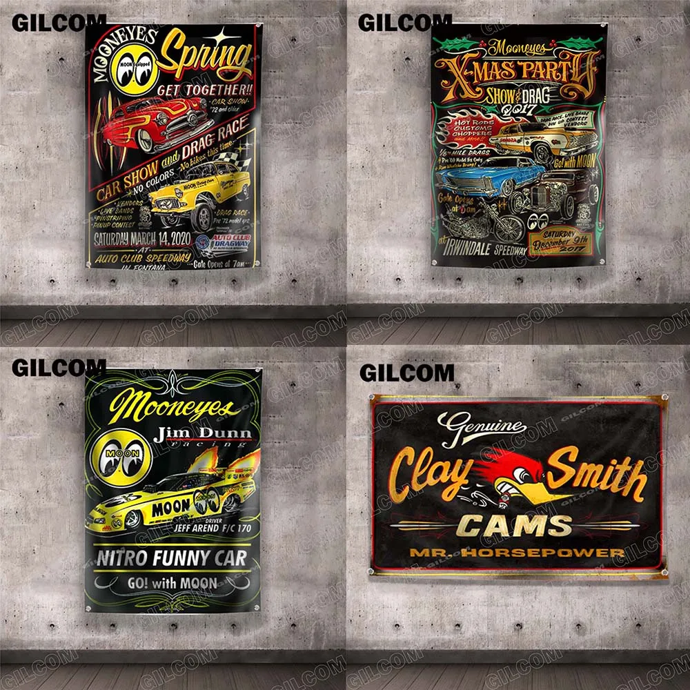 Flag Mr.Horsepower Clay Smith Cams Mooneyes Home Poster