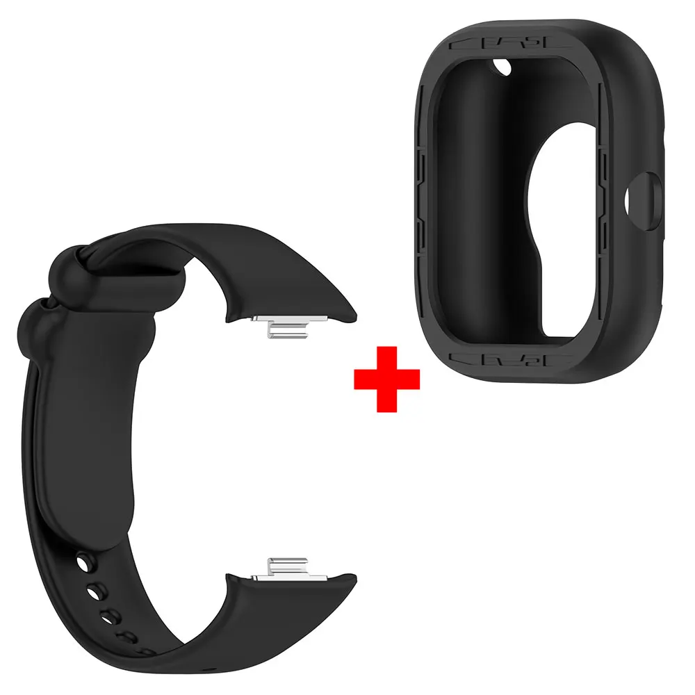 Silicone Watch Strap with Shockproof Protective Case and Screen Protector Cover