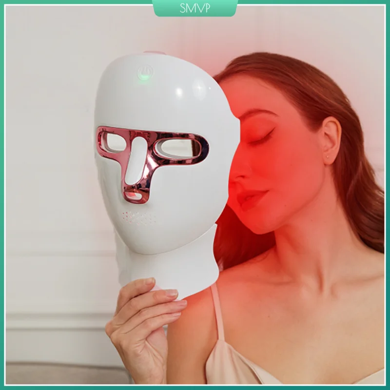 LED Facial Mask Face and Neck 7-1 Colors Light Therapy Skin Beauty Red Light Facial Mask Wireless Rechargeable at Home Use led facial mask