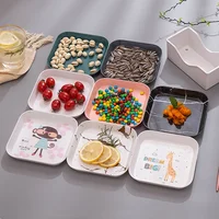 Korean Cartoon Plastic Tray, Multifunction Snack Cake Plate, Spit Bone Dish, Small Disk, Home Kitchen Accessories Supplies 1