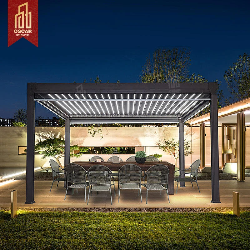 Folding aluminium gazebo electric roof pergola with customized sizes from China manufacturer