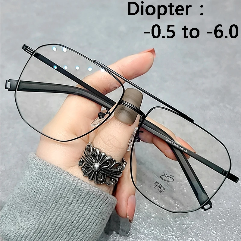 

Ultralight Alloy Anti Blue Light Myopia Glasses Women Anti Computer Radiation Nearsighted Optical Eyewear Fashion Retro Full Rim