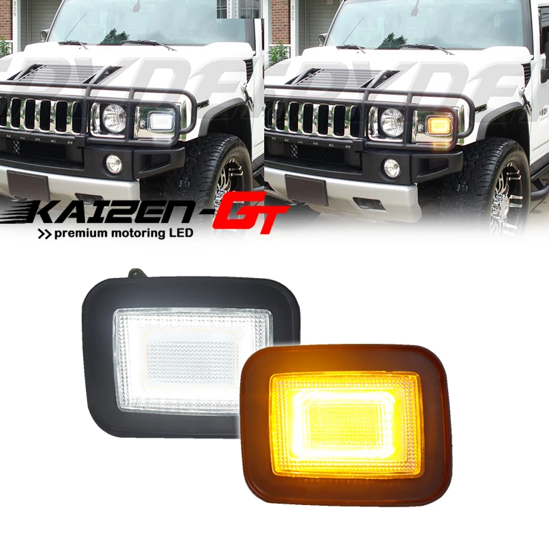 DualcolorAmberWhiteLEDFrontBumperTurnSignalLightswDRL