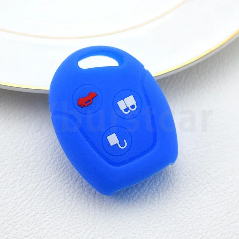 Custodia In Silicone Per Chiave Auto Ford - Adatta A Fiesta Mk7, Focus 2, Mondeo, Transit, Ka, C-MAX, S-MAX (Linea Blu)