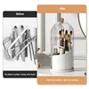 360° Rotating Makeup Brush Holder With Lid Luxury Cosmetic Organizer Lipstick Eyebrow Pencil Holder Eye Shadow Storage Box 4