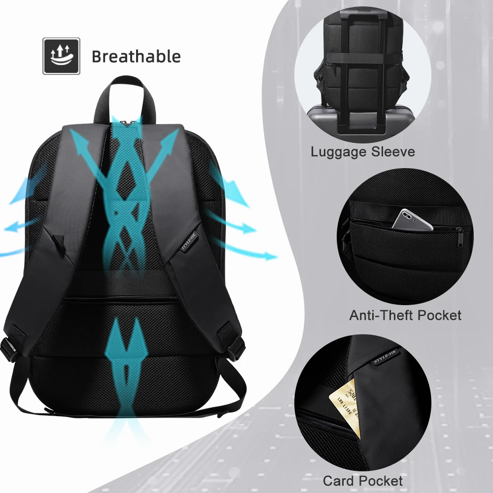 Heroic Knight Men&rsquo;s Laptop Backpack 17 Inch Business Backpack Expandable Travel Waterproof USB Charging Office Mochila travel backpack laptop backpack business backpack expandable backpack