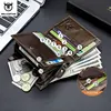 BULLCAPTAIN Men RFID Blocking Bifold Wallet Genuine Leather Card Holder Wallets with 15 Card Slots 2