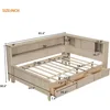 Full Size Daybed, Wood Full Daybed Frame with Storage Shelves and 3 Drawers, Antique White Milk 5