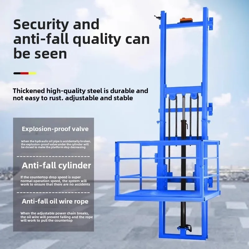 Home Elevator Hydraulic Freight Elevator Simple Factory Small Warehouse Guide Rail Lifting Platform Electric Hoist 1~6 M
