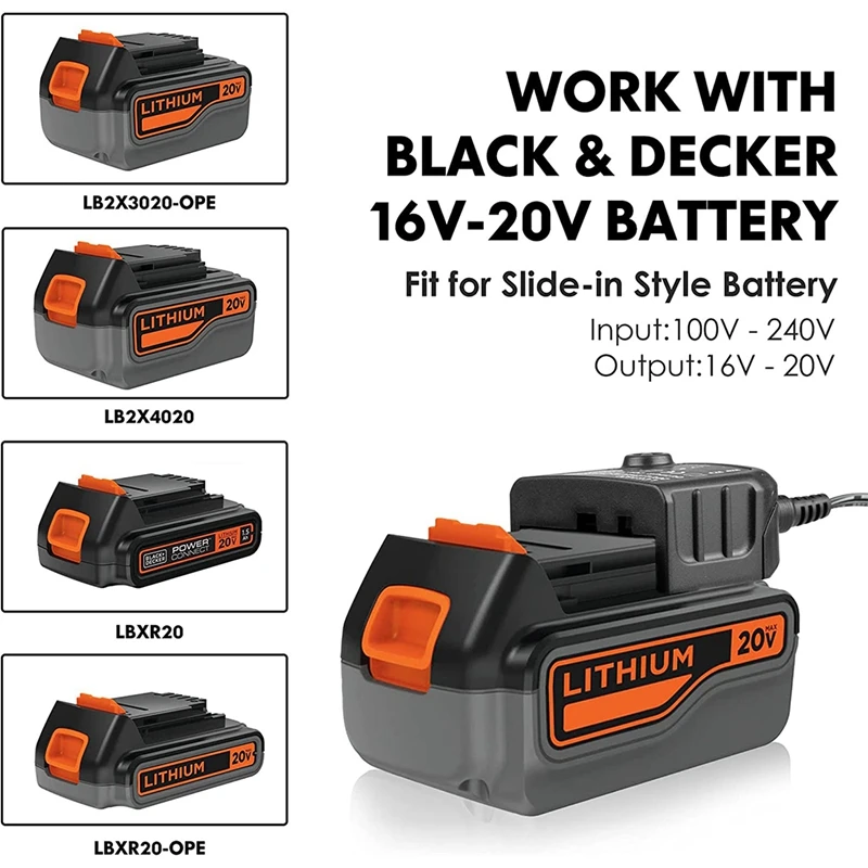 Li-ion NICD Battery Charger For Black Decker 10.8V 14.4V 18V 20V BD18V  LBXR20 Electric Drill Screwdriver Tool Battery Accessory