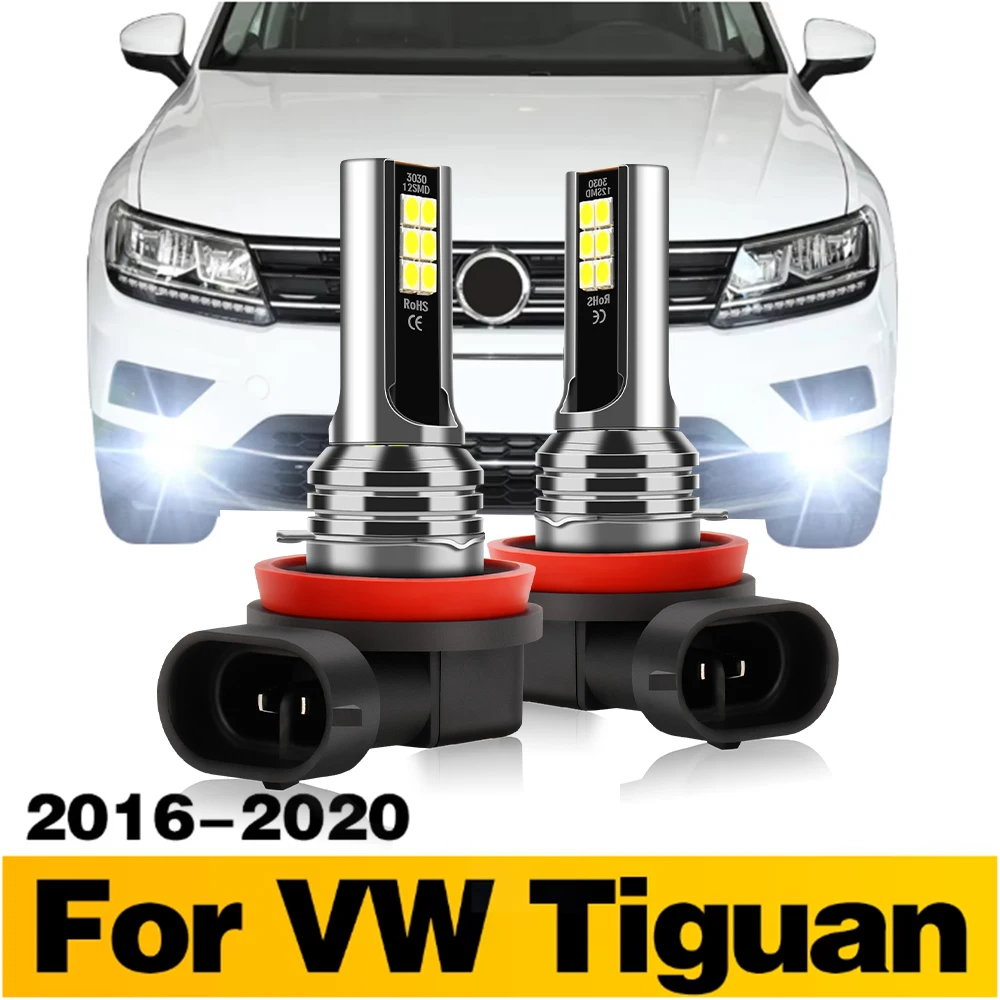 2Pcs LED FogLamp 3030SMD Car Front Fog Light H8 H11 H16JP Bulbs 6000K 12V Accessories For VW Tiguan
