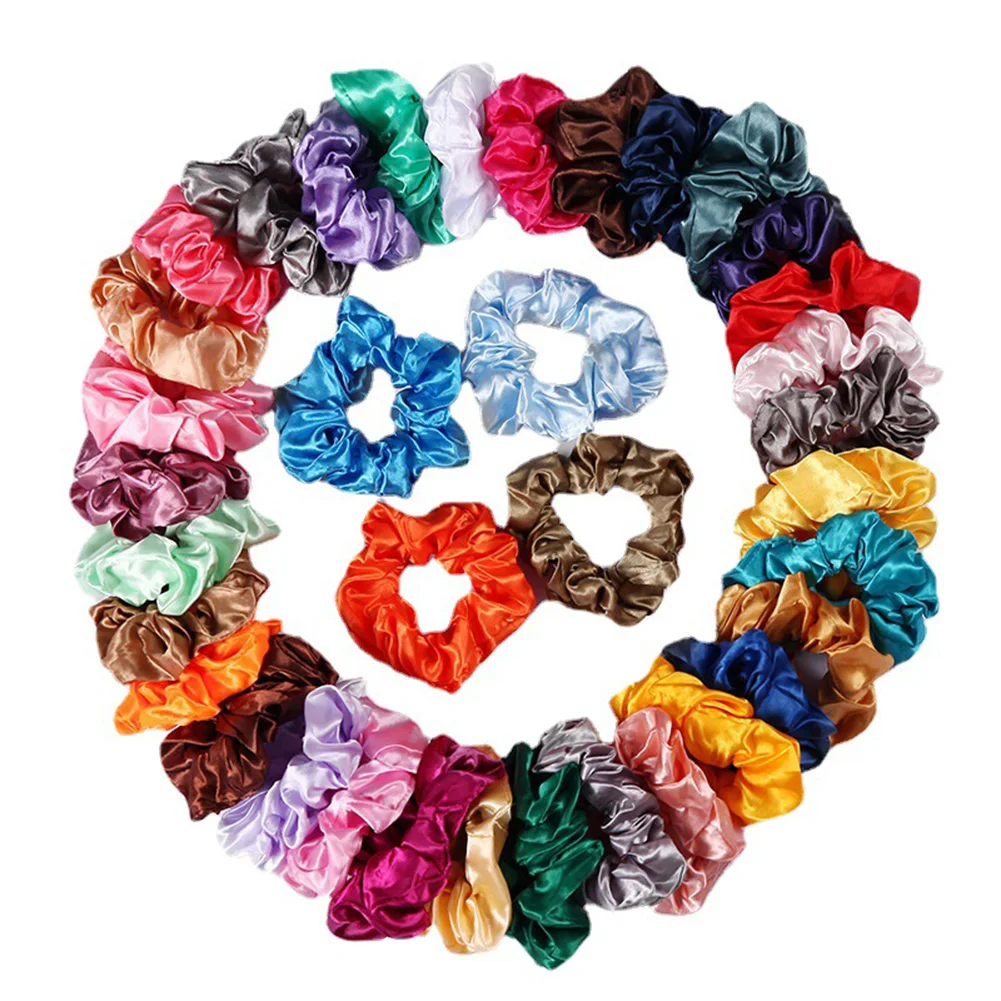 

60Pc Fashion Silk Satin Scrunchies Headband Girls Elastic Rubber Hair Band Women Ponytail Holder Hair Ties Accessories Wholesale