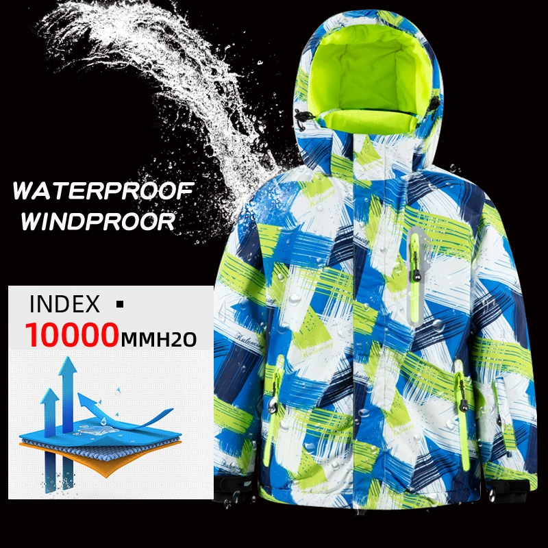 Kids Snow Suit Thermal Winter Ski Suit Boys kids Windproof Skiing Jacket and Bibs Pants Set