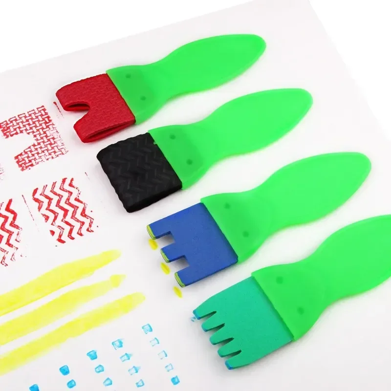 Painting Sponge Brush Set Children Drawing Toys EVA Stamp Art Rubbings Graffiti Roller Tools Early Education DIY Puzzle Toy 5