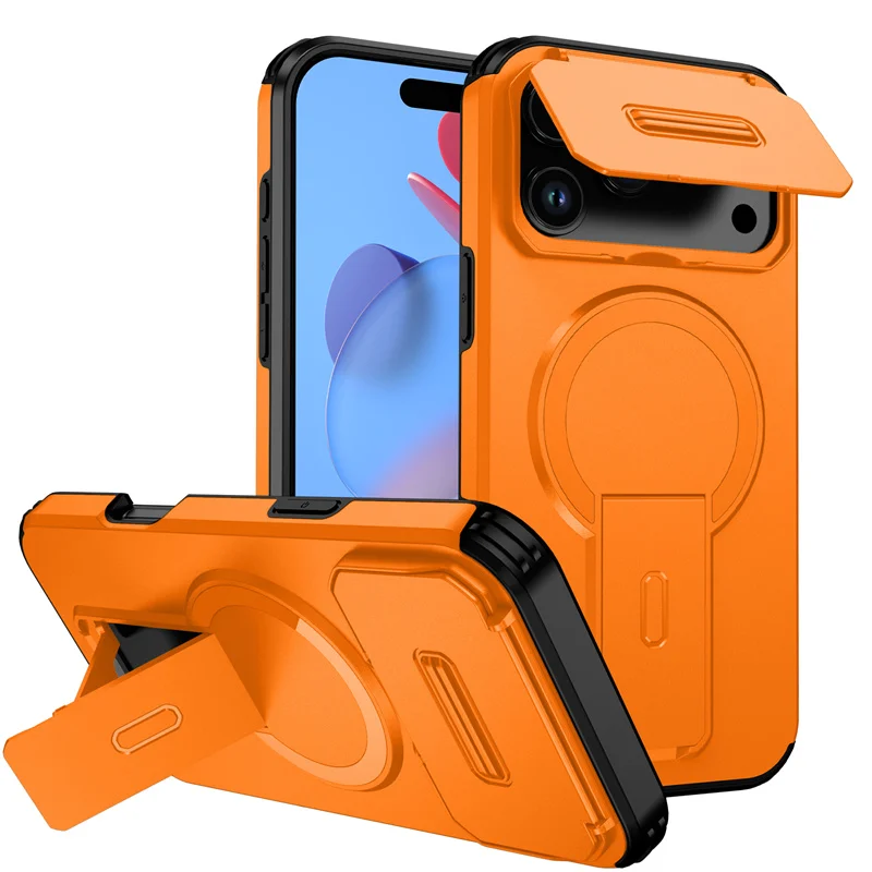 Armor  Case with Slide Camera Lens Protector and Wireless Charging Compatibility