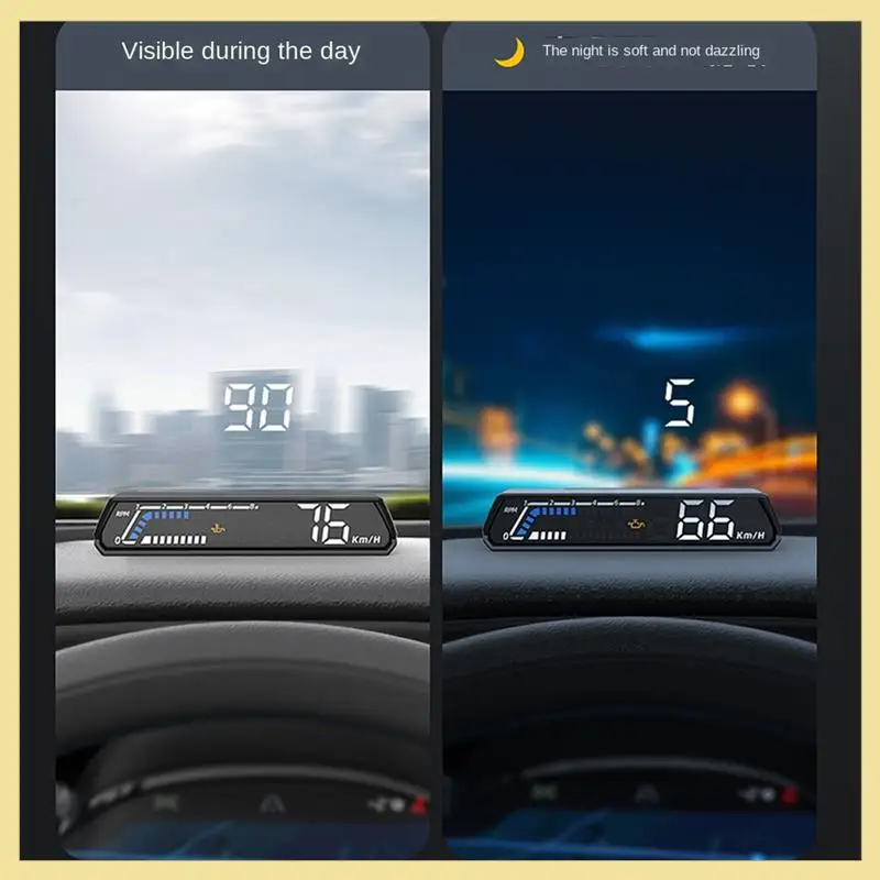1 Piece S100 Dual Display HUD Head-Up Display Black Plastic Vehicle Instrument Transmission Oil Temperature Monitoring