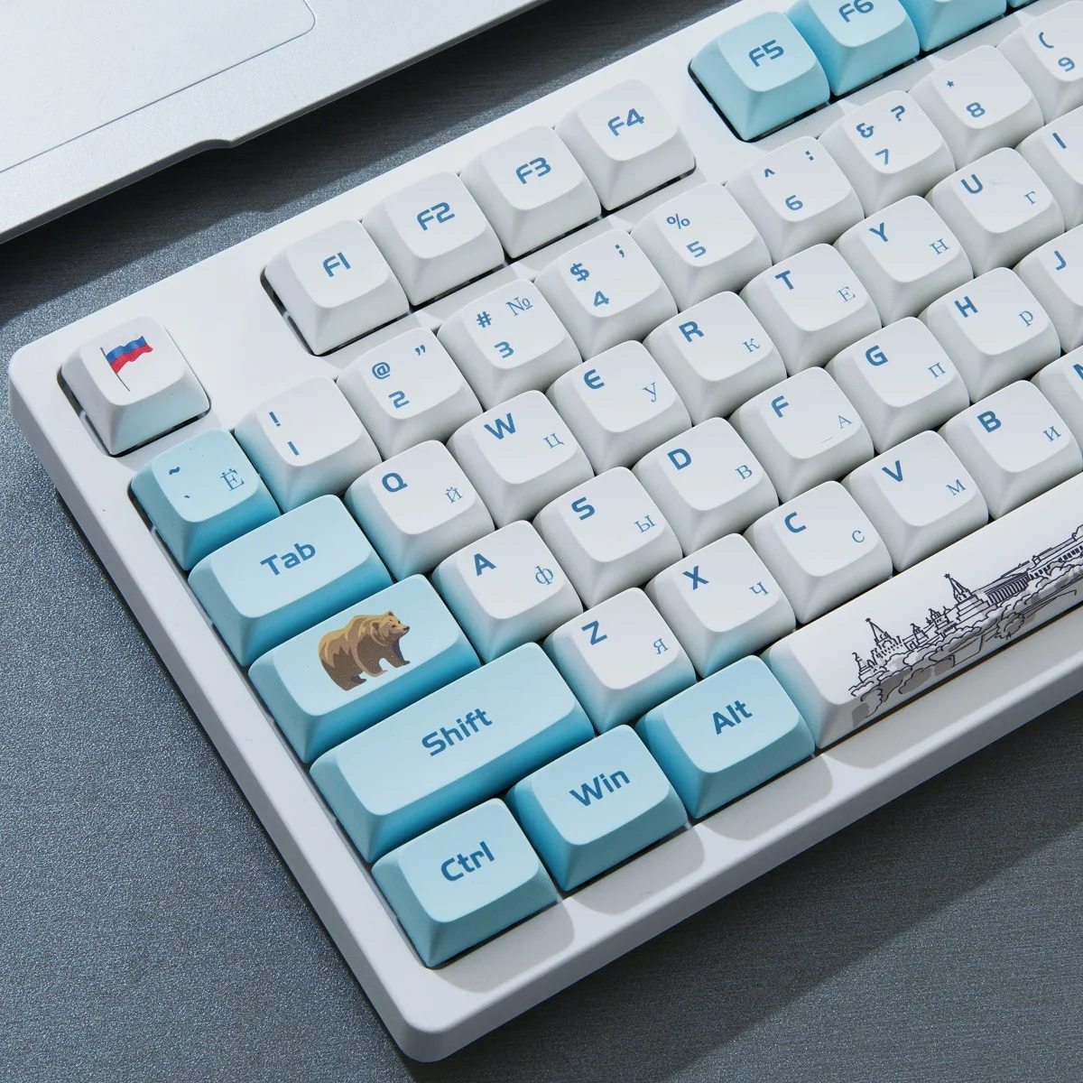 Maimooo-keycap Russo Estilo Moscovita Xda Bpt 128 Teclas Branco Azul Marco Russo Edifício para Teclado Mecânico Tampa de Teclas