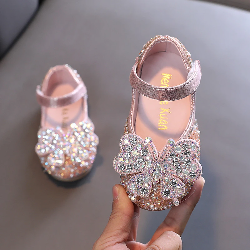 Princess Shoes for Girls Childrens Flat Soft Pearl Rhinestones Shining Kids Baby Party Wedding Dancing Spring Summer boy sandals fashion