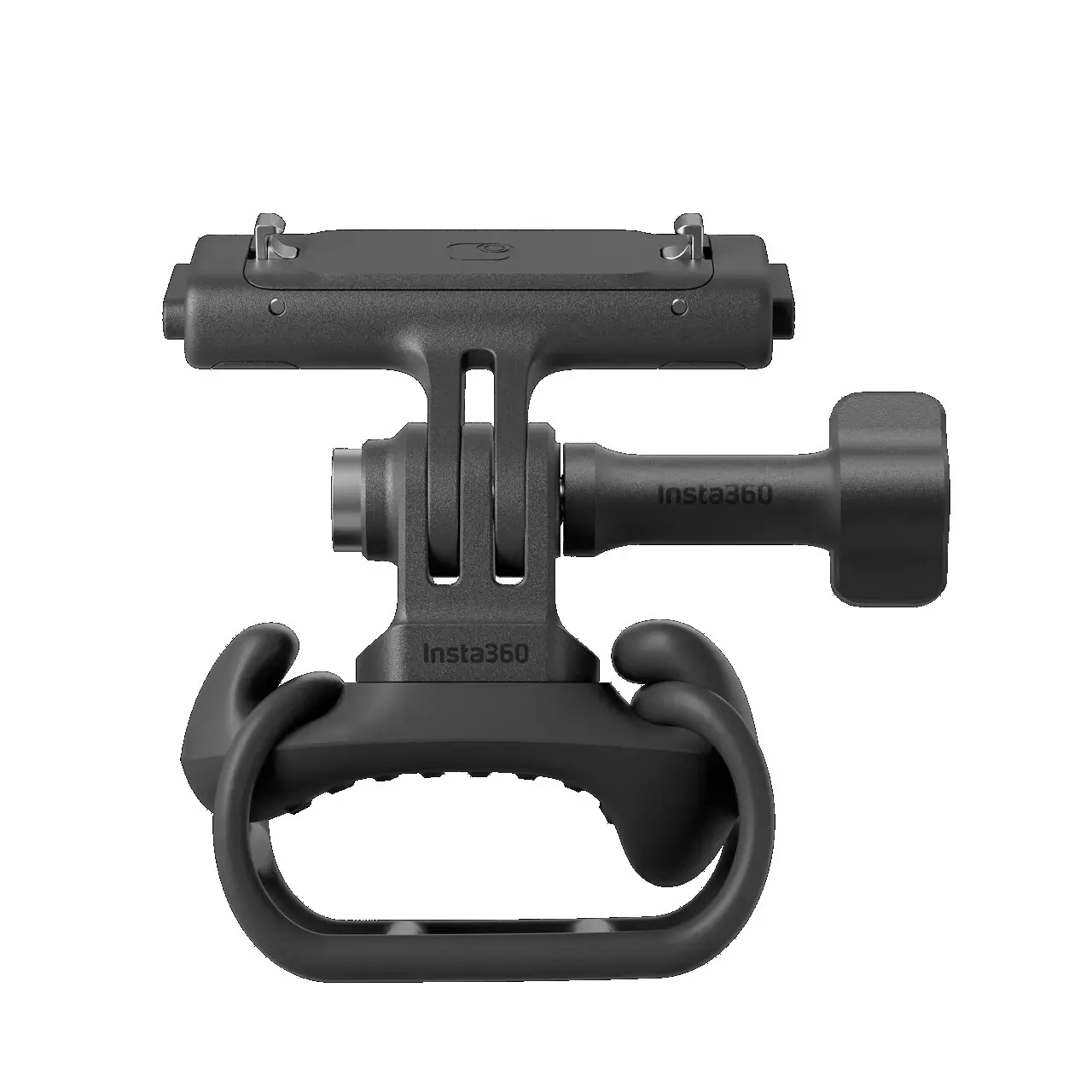 Support Insta360 GO Ultra Flexi Strap Mount attaché à un guidon de vélo, prêt pour l'enregistrement d'action.