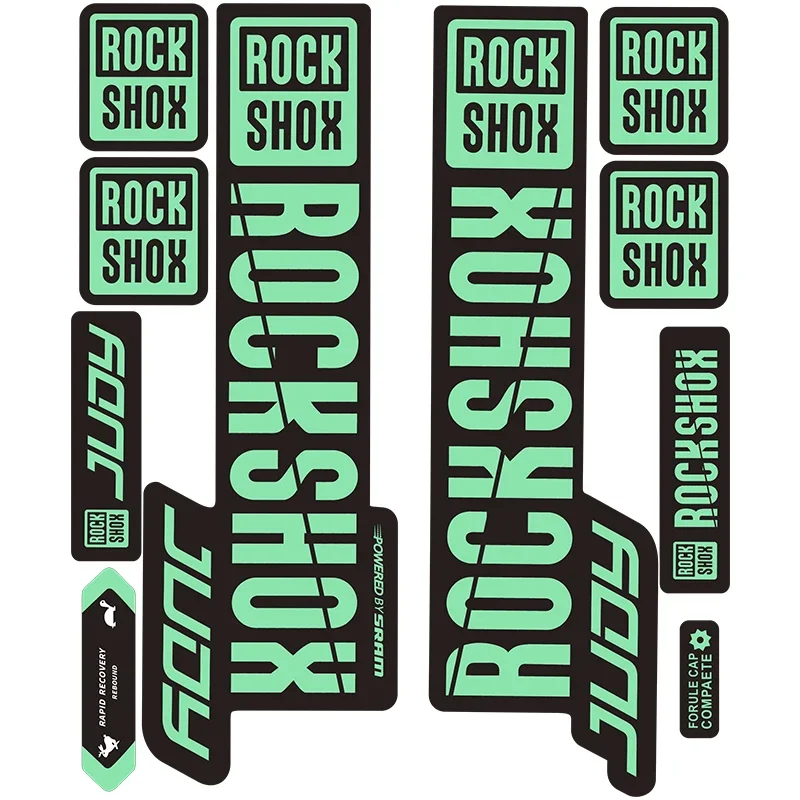Autocollants RockShox Judy Fourche VTT Noir & Vert