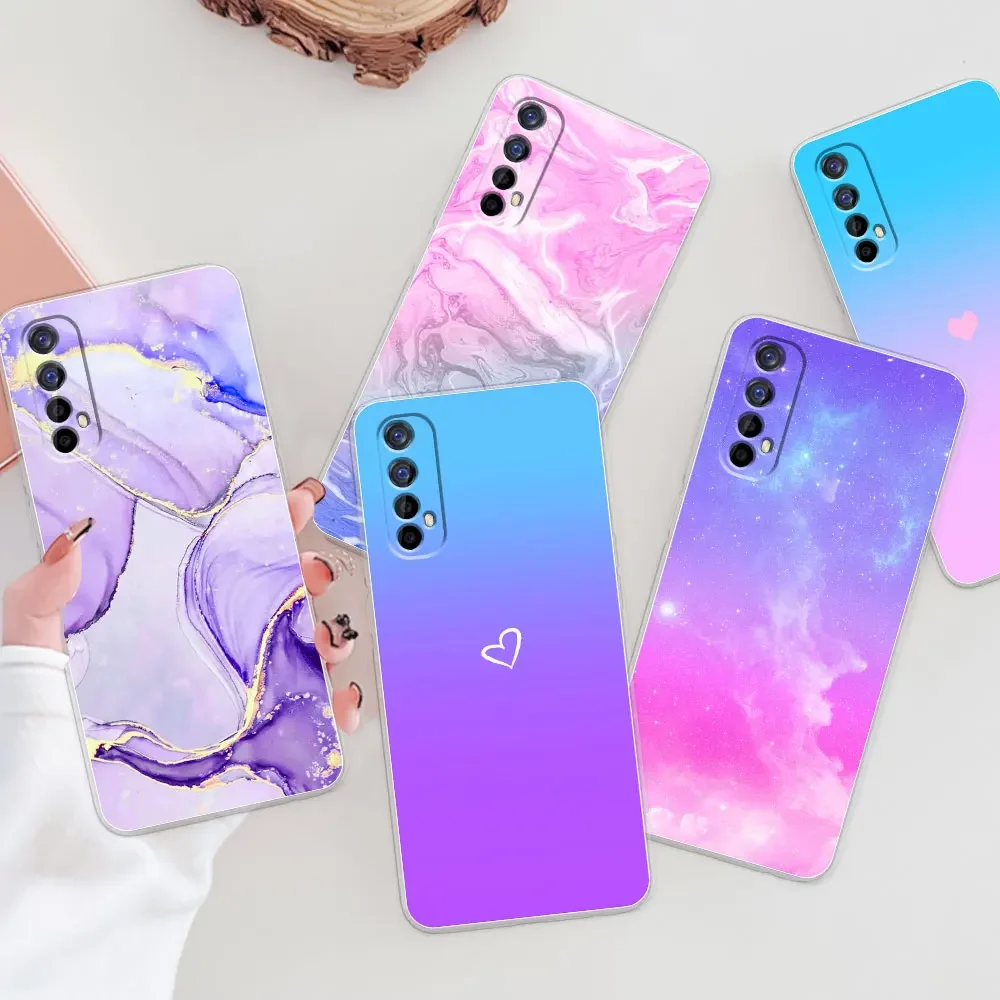 For Realme Case Marble Candy Transparent Phone Case For OPPO