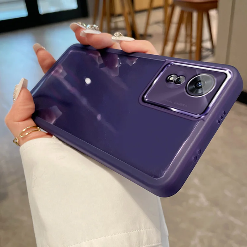 Étui Transparent à cadre mat pour caméra OPPO A78 A77 A57S A17 A54S A53 A16 A72 A77S A92 A96 A55 A54 4G A15 FindX3Lite_voghion.com