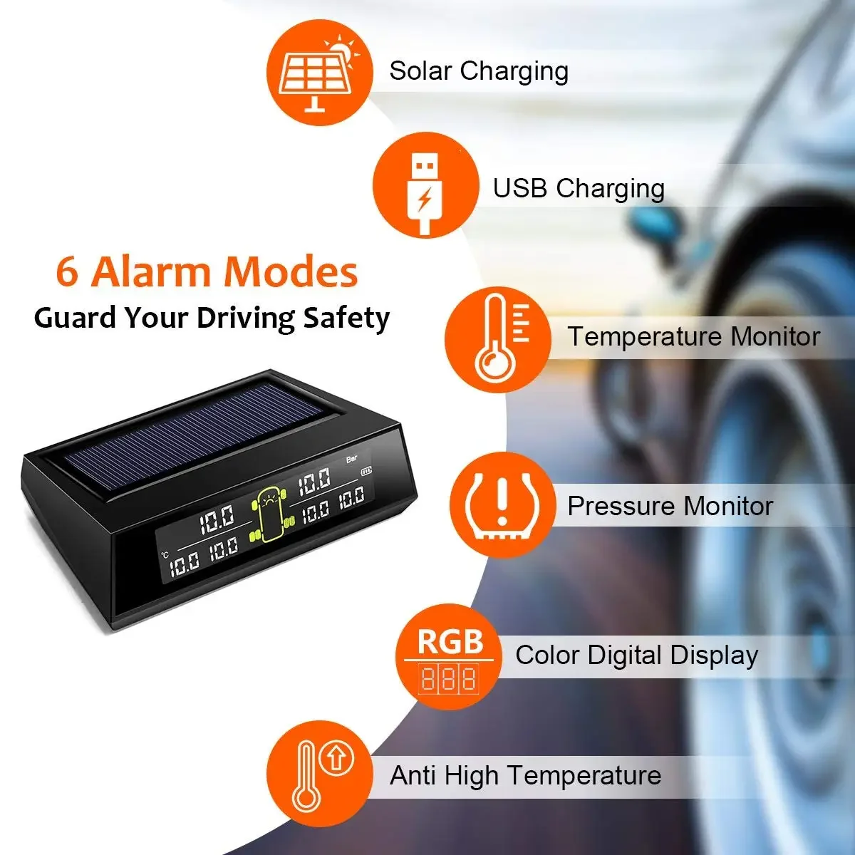RV TPMS Ÿ̾ з ͸ ý, TS200 ¾籤  TPMS, 6 Ÿ̾ ܺ ,  LCD ÷