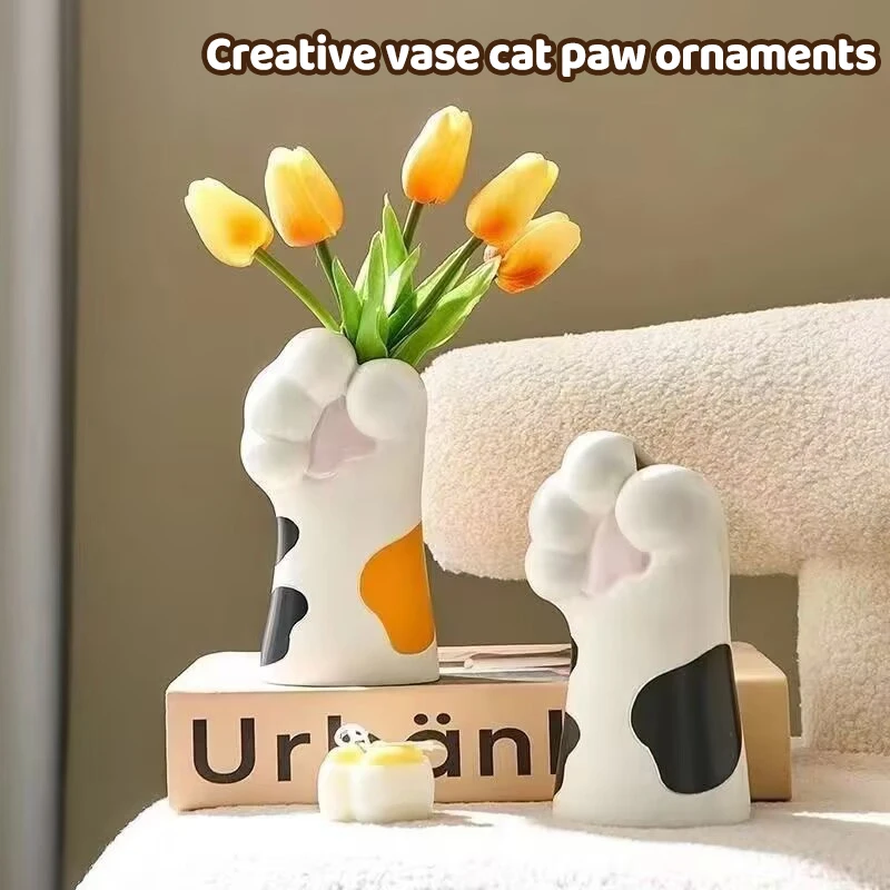 Creative Vase Cat Claw Ornaments Cute Desktop Living Room Home Porch TV Cabinet Office Flower Arrangement Decorations