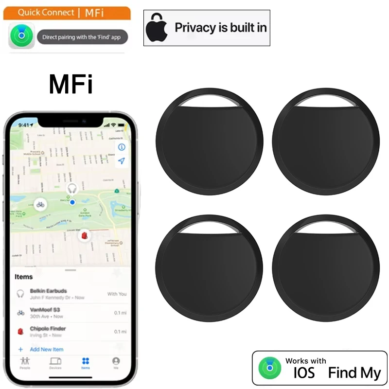 Mini système de suivi GPS intelligent pour iPhone Find My App, localisateur Bluetooth intelligent, sac de recherche d'enfant, collier Anti-perte pour animaux de compagnie avec traqueur