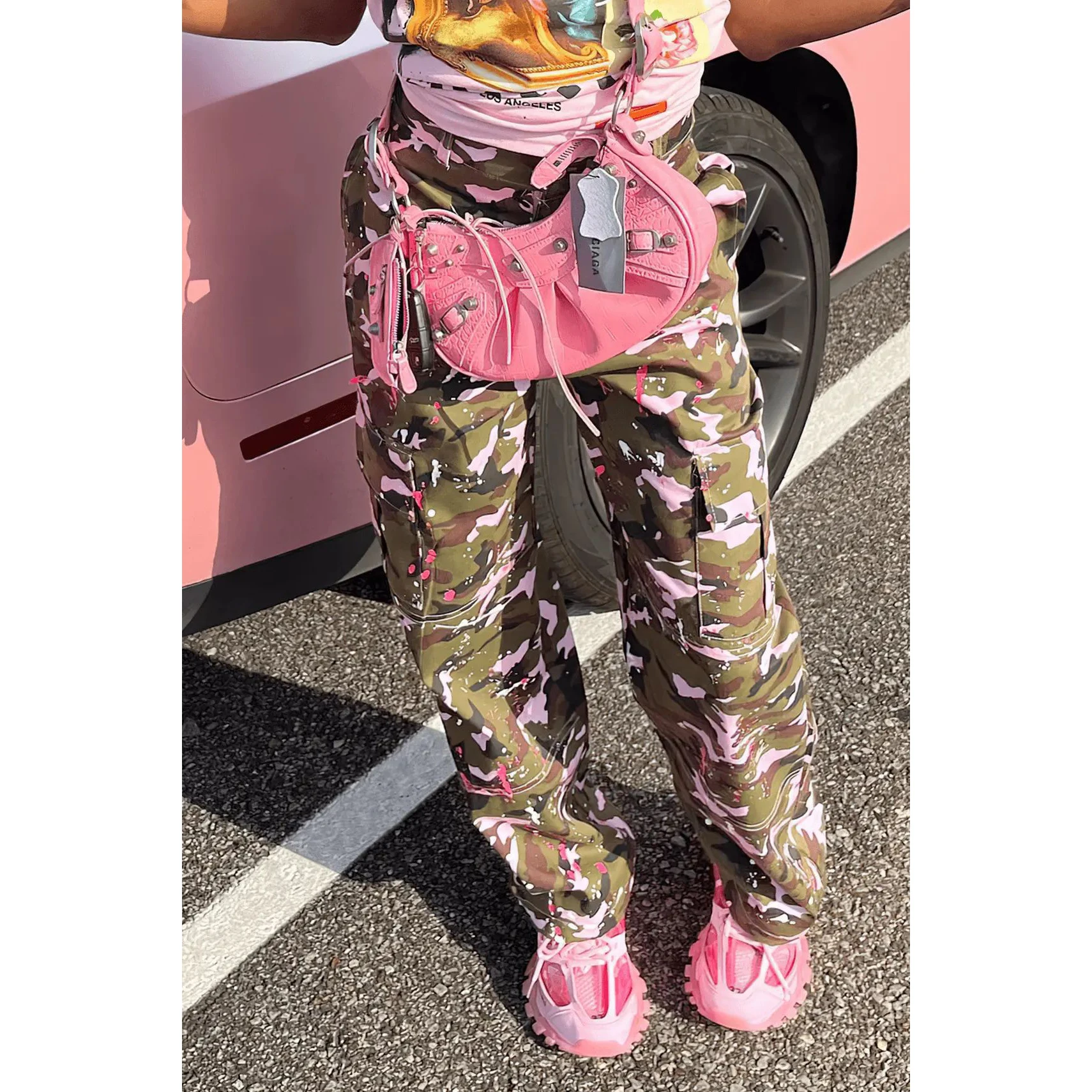 Camo Cargo Pencil Pant Trousers Y2K Streetwear 2023 Women Winter Fall Clothes High Waist Fashion Camouflage Parachute Club Pants