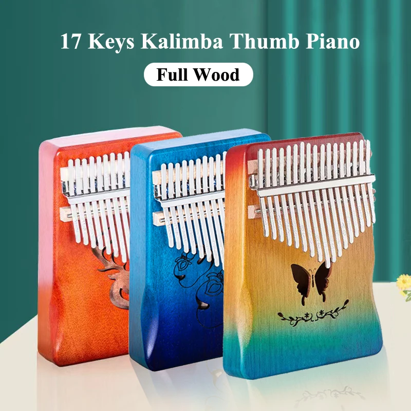 

Portable Kalimba 17 Keys Thumb Piano Wood Mahogany Calimba Finger Keyboard Instrument With Accessory Creative Gifts For Beginner