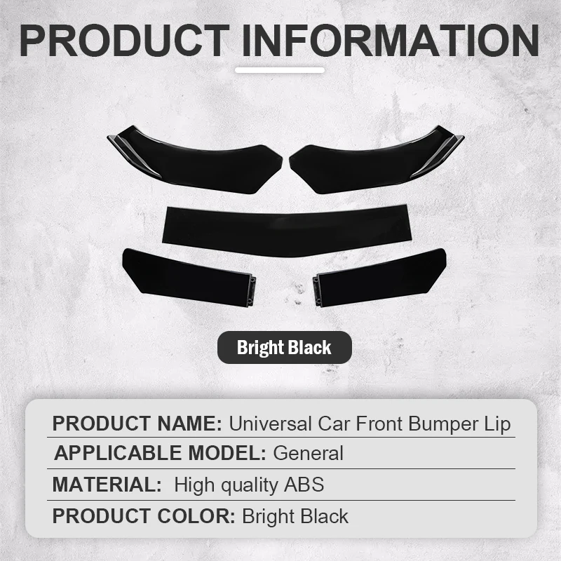 Car Front Shovel Lip 4/5PCS Carbon Fiber Bumper Protective Wind Decoration Accessories ABS For Toyota For Honda bumper lip bumper lip decoration front bumper decoration