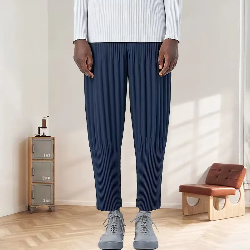 Men's Pleated Lantern Pants Men's Pants Loose Casual Spring Summer Haren Trousers Nine-minute Tide