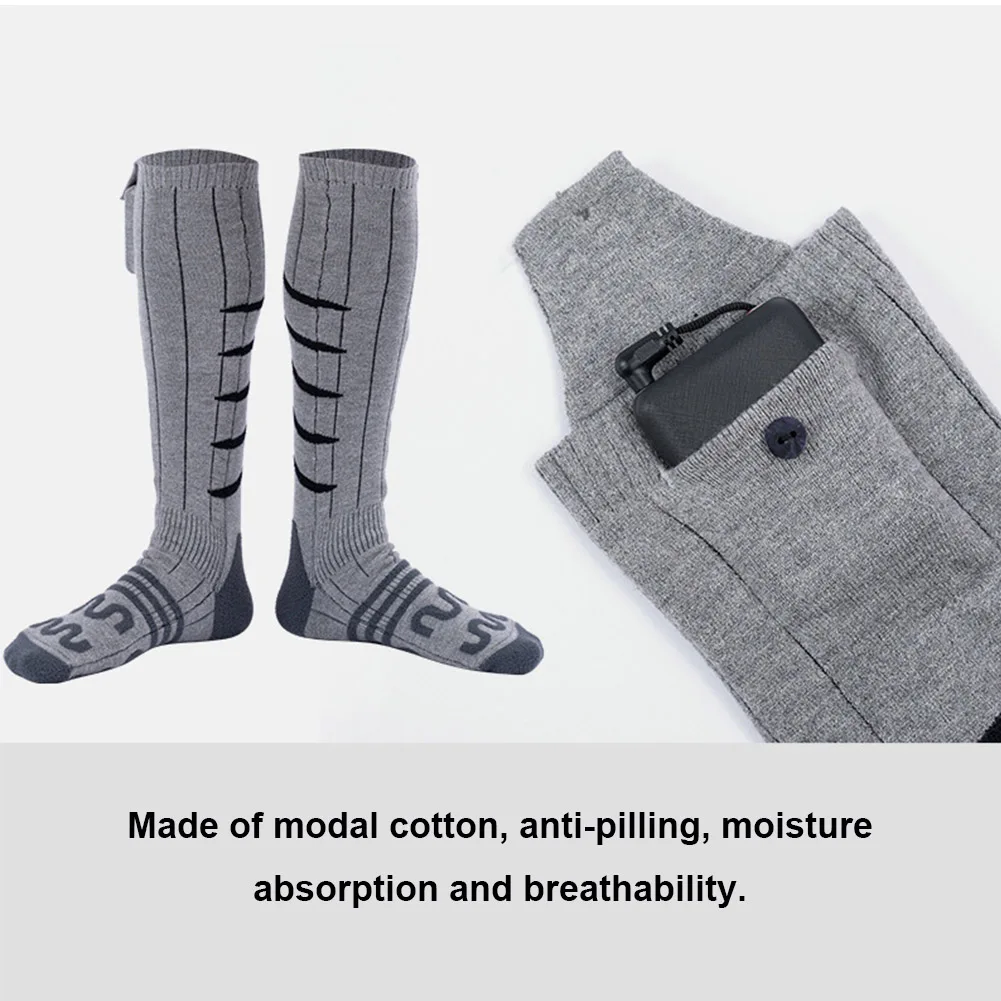 1 Pair Winter Warm Electric Heated Socks Thickening Ski Stockings Hiking Socks For Women Men Anti-Cold Outdoor Sports Stockings
