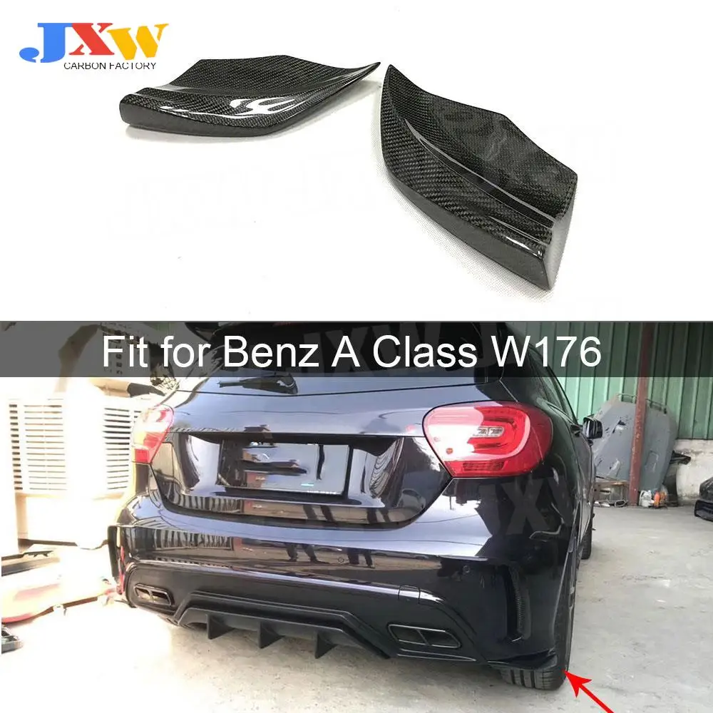 

2pcs Carbon Fiber Rear Lip Splitters Spoiler for Mercedes Benz A Class W176 A250 AMG A45 2013-2018 Bumper Trim Canard Aprons FRP