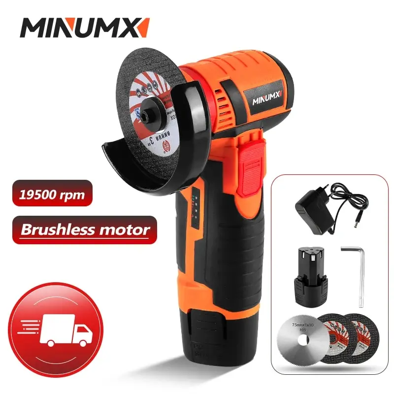 MINUMX 가정용 브러시리스 앵글 연마기, 미니 무선 연마 다이아몬드 기계, 전동 공구, 12V, 19500RPM