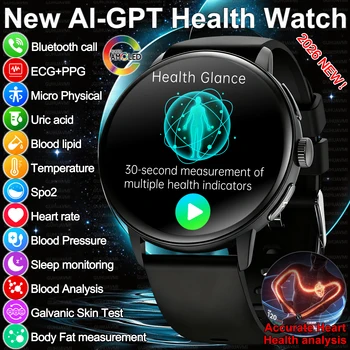Nuovo Smartwatch 2026 con Diagnosi AI Accurata, Misurazione di Grasso Corporeo, Acido Urico, Pressione Sanguigna, ECG, Schermo AMOLED HD, Chiamate, Funzioni Sportive e Salute per Uomini e Donne